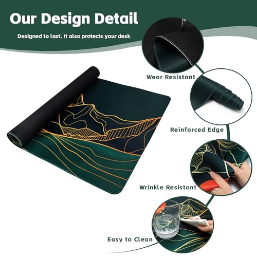Baziabbo Desk Mat,XXL Extended Large Mouse Pad,Gaming Mousepad with Stitched Edge,Non-Slip Rubber Base Keyboard Desk Pad for Home Office Study Game (Mountains) - color: Mountains