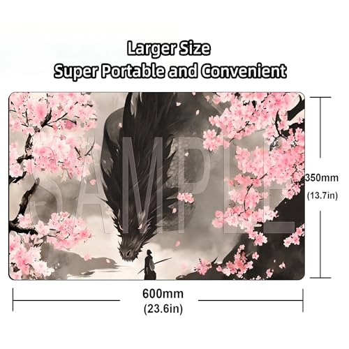 STORKY MTG Playmats, Landscape Board Game Mat with Storage Bag Mouse Pad for MTG DTCG CCG RPG Trading Card MTG Playing Mat with Zones Smooth Rubber Surface Battle 24 x 14 inches, Dragon - color: Dragon