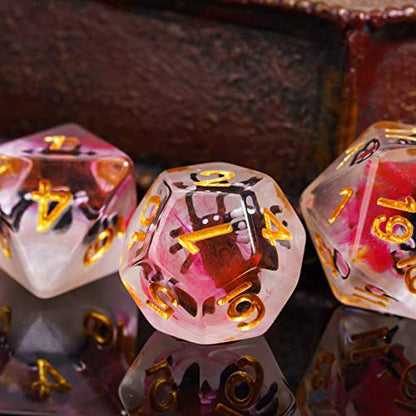Cusdie 7-Die DND Dice, Polyhedral Dice Set Filled with Animal, for Role Playing Game D&D Dice (Black Spider) - color: Black Spide