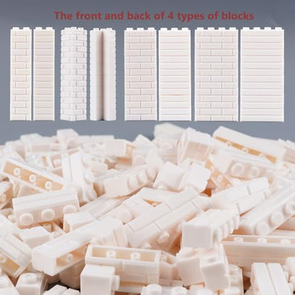 Masonry Bricks Wall Building Accessories: 340PCS Classic Masonry Profile Block Parts and Pieces Creative Construction Bulk,MOC House Castle Pieces (White) - color: White