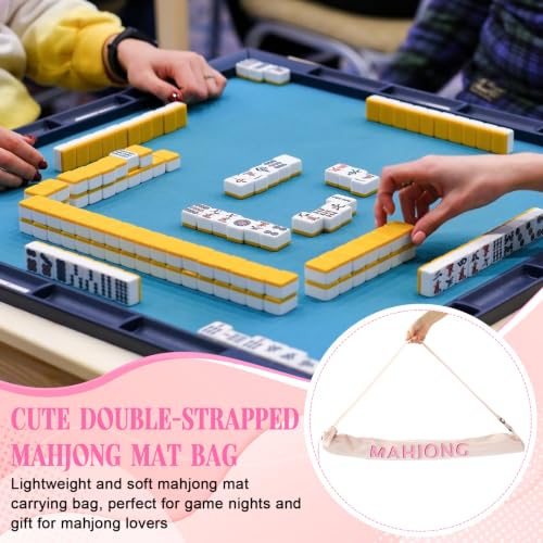 35 Inch Long Velvet Mahjong Mat Bag Cute Double Strapped Drawstring Mahjong Mat Holder Lightweight Carrying Bag for Board Games Outdoor Travel Storage-Mat Not Include(Pink,1 Pc) - color: Pink