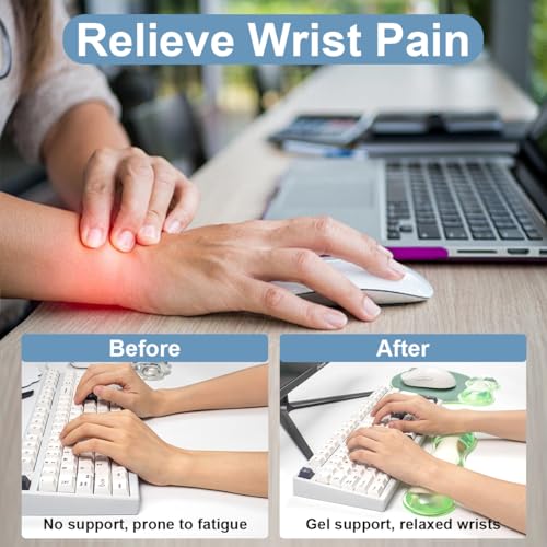 Gel Wrist Rest for Keyboard and Mouse - Ergonomic Green Mouse Pad with Wrist Rest Support Non-Slip Base for Desktop/Latop/Office/Home - color: Green, style: Wave Shape