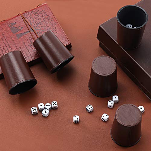 Party Games Leather Dice Cup Set, 6 Black Leather Dice Cups +30 Dice + Exclusive Storage and Transport Case Made of Faux Leather for Dad