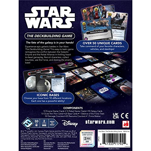 Fantasy Flight Games Star Wars The DeckBuilding Game | Strategy Card Game | Head-to-Head Tactical Battle Game for Adults & Kids | Ages 12+ | 2 Players | Average Playtime 30 Minutes (FFGSWG01)