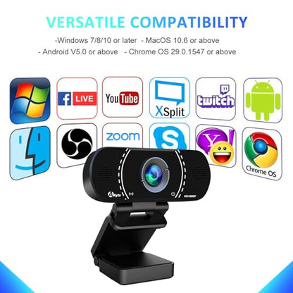 Akyta Webcam for PC, 1080P Webcam with Microphone/Tripod/Privacy Cover/Wide Angle 110°, Plug & Play USB Web Camera for Desktop Computer PC Laptop Mac Video Calling/Streaming/Zoom Conference ﻿ - color: PC HD Webcam 1080P