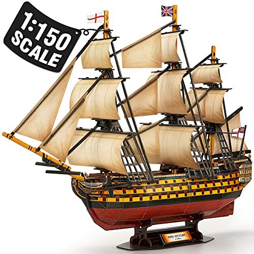 CubicFun 3D Puzzles Large HMS Victory Vessel Ship Sailboat Model Kits for Adults and Teens Toys, 189 Pieces, T4019h - style: C-Ship-HMS Victory | 1/150