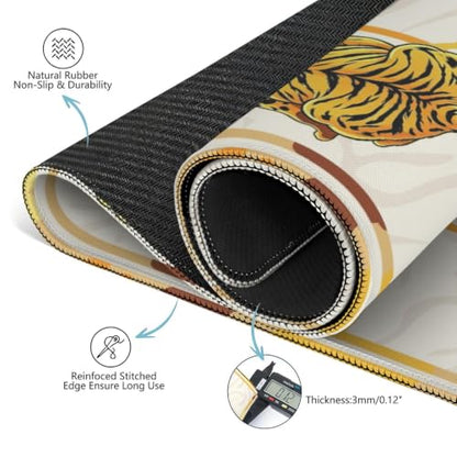 Golden Leopard Mahjong Mat for Table, 31.5 * 31.5in Anti Slip American Mahjong Mats, Noise Reduction, Neoprene Mah Jongg Mat, Mahjong Supply Gift for Poker Board Tile Games Table Mats, Tiger - color: Tiger