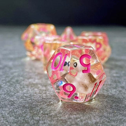 Sage's Portal Animal Familiars Resin DND Dice Set Polyhedral Dice Set for Dungeons and Dragons RPG Pathfinder Tabletop TTRPG (Bunny Familiar)