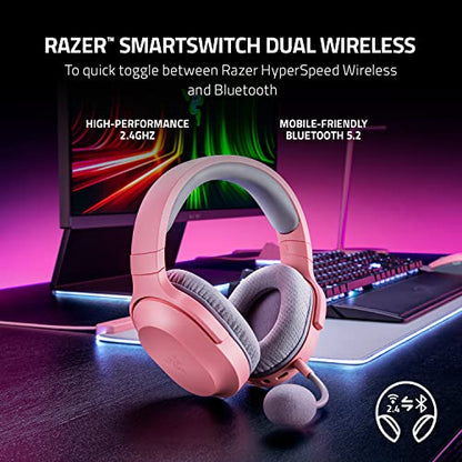 Razer Barracuda X Wireless Gaming & Mobile Headset, Quartz Pink | 2.4GHz + Bluetooth, Lightweight, 40mm Drivers, Detachable Mic, 50 Hr Battery - color: Pink, size: Standard, style: Barracuda X