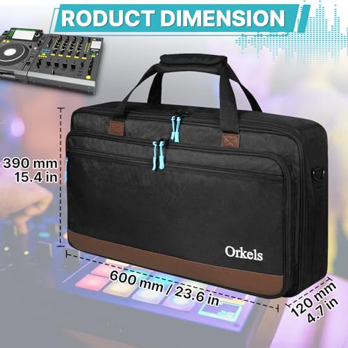 ORKELS DJ Controller Bag Case, Portable DJ Travel Case, Fits Pioneer DDJ REV1 SR SR2 OMNIS DUO, Mixtrack Platinum FX - size: DDJ-SR/SR2/REV1/Pro FX