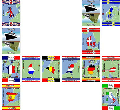 MAPOMINOES Europe – The Ultimate Geography Game – Fun and Educational Travel Card Game About Connecting European Countries for Kids Teens and Adults. Like Dominoes with maps.