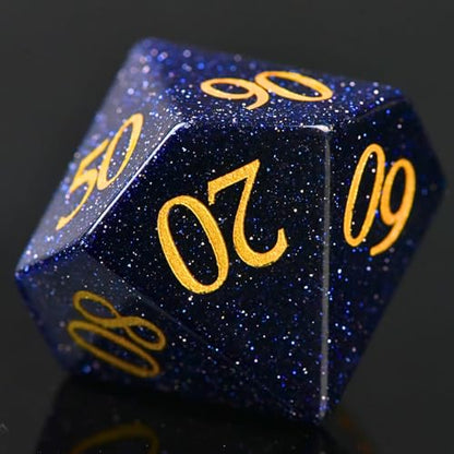 BlueSand Stone DND Dice Set with an Iron Box for DND COC Role Playing dice Games and Board Games Gift (BLUESAND Stone) - color: Bluesand Gem