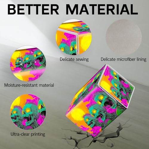 Trading Card Storage Box, Holds 100+ for MTG Cards, PU Leather with Magnetic Closure, Neon Green Zombies in Psychedelic Scene Durable Deck Box for Magic the Gathering, Trading Card Games - color: Neon Green Zombies in Psychedelic Scene