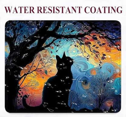Colorful Galaxy Tree Mouse Pad, Black Cat Gaming Anti Slip Laptop Mouse Pad | High Density Smooth Surface, Anti Slip Rubber Bottom Stable And Not Displaced, Exquisite Lock Edge Wear-Resistant And Durable - color: Black Cat