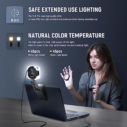 NEEWER LED Streaming Light with Windows & macOS Software Control, 2 in 1 Monitor Mount & Stand, Ultra Bright 2900K-7000K USB Laptop Computer Webcam Lighting for Video Conference, Zoom Call, PL81 PRO