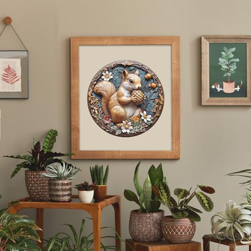 Jigfoxy Wooden Puzzles for Adults, Squirrel Wood Puzzles Adult, Unique Animal-Shaped Wooden Jigsaw Puzzles for Adults, Christmas Thanksgiving Gifts for Family and Friends (L-13.4 * 13.4in-270pcs) - size: Large