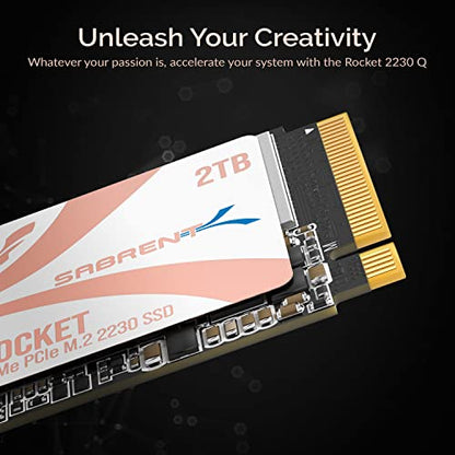 SABRENT Rocket Q4 2230 NVMe SSD 2TB – PCIe Gen4 M.2 Internal SSD for Steam Deck, ROG Ally, Surface Pro, Mini PCs – DRAM-Less QLC, Up to 5GB/s, Single-Sided, Compact Form Factor [SB-213Q-2TB] - size: 2TB
