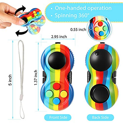 Skylety 2 Pcs Fidget Toys for Adults Controller Fidget Pad Stress Relief Cube Clicker Game Controller Sensory Educational Toy for ADHD Autism Relief Stress Anxiety(Rainbow and Stripe Style) - style: Rainbow and Stripe Style