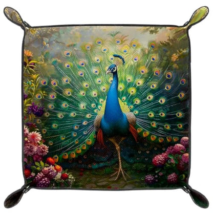 Peacock Florals Dice Tray Dice Rolling Tray Folding Dice Holder for Dice Games, Like RPG, DND and Other Table Games - color: Multi 3