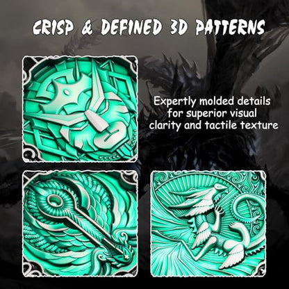DNDND Unique Spinner D&D Dice, 8-in-1 Hexagonal Metal Dice with Dual D20 Monster Themed Dice Set for DND Dungeons and Dragons, Dungeon Masters with Collectible Gift Tin (Silver with Green) - color: Silver Green