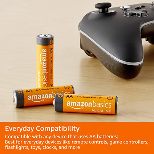 Amazon Basics AA High-Performance Alkaline Batteries, 500 Count, 10-Year Shelf Life, Long-Lasting Power for Household and Office Devices, Leakproof Design - size: 500 Count (5 Packs of 100)