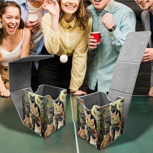 7 Cats Commander Deck Case, for Trading Cards - leather Magnetic Card Storage with Enclosure for 100+ Sleeved Cards - color: Card Deck Box-585
