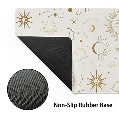 Boho Chic Sun Moon Large Mouse Pad XXL Magic Mystical Galaxy Stars Clouds Extended Large Desk Mat White Big Desk Pad 90X40 CM Non-Slip Rubber Base Stitched Edge Long Mousepad,35.4 x 15.7 Inch - color: Chic, size: 35.4 x 15.7 inches