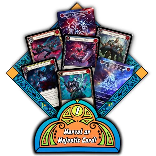 Flesh and Blood TCG Bundle, 100 Uncommon/Common Cards, 5 Foils, 5 Tokens, One Marvel or Majestic Card +TCG Elements Deck Box