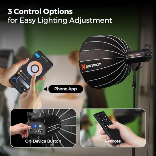 VK50 Green Screen & 2 SL40 Softbox Light Kit, 78.7" x 89.3" Pull-Up Chroma Key Backdrop with Two 100W Dimmable Studio Lights, 2700K–6500K, Adjustable Stands for Streaming, Content Creation