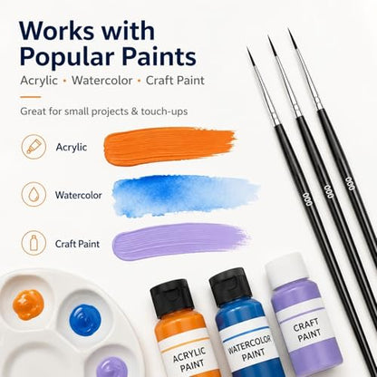 30 Pcs Tiny Detail Paint Brushes Set – Fine #0#00#000 Liner Brushes for Miniature, Model, Acrylic & Watercolor, Precision Craft Brushes for Easter Egg Painting, Spring DIY & Holiday Art