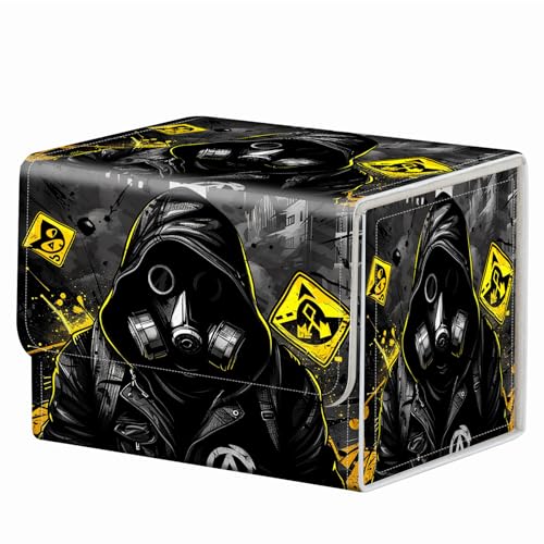 Strong Magnet MTG Playing Card Case Cover Commander Deck Box Creative Pattern Trading Card Storage Case for Collectible Games, A Black Hooded Man - color: A Black Hooded Man