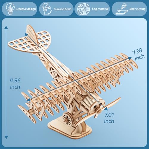DIY Airplane Wooden 3D Puzzles Model Kit | 105 Pieces, For Adult, Jigsaw - style: Airplane