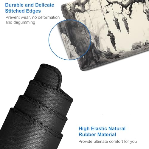 JVGFYNKL MTG Playmat + Drawstring Travel Pouch + 6 Dice Counter, for Tabletop Trading Card Game Playmats or Large Mouse Pad, Anti-Slip Rubber 24 x 14 in, Tree of Death, Skeleton TCG Playmat - color: JV-Playmat-1-F-172