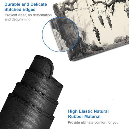 JVGFYNKL MTG Playmat + Drawstring Travel Pouch + 6 Dice Counter, for Tabletop Trading Card Game Playmats or Large Mouse Pad, Anti-Slip Rubber 24 x 14 in, Tree of Death, Skeleton TCG Playmat - color: JV-Playmat-1-F-172