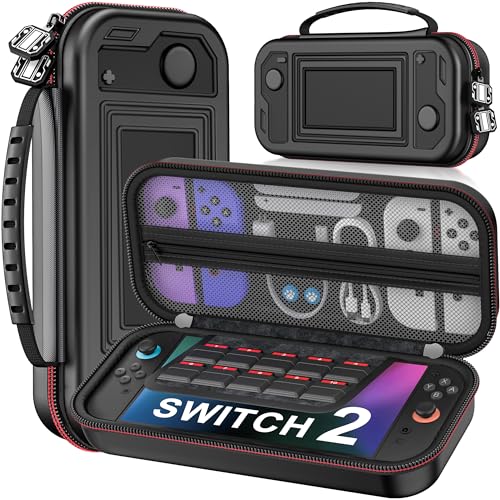 Kawaye Switch 2 Case for Switch Game Compatible with Nintendo Switch 2 (2025) and Switch/OLED Console, Switch Carrying Case Hard Shell Protective for Nintendo Switch 2 Accessories - color: Black