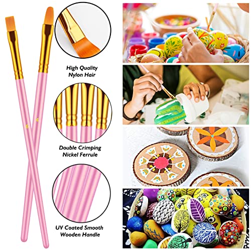 Paint Brushes Set, 20 Pcs Paint Brushes for Acrylic Painting, Oil Watercolor Acrylic Paint Brush, Artist Paintbrushes for Body Face Rock Canvas, Adult Drawing Arts Crafts Supplies, Blush - color: Blush