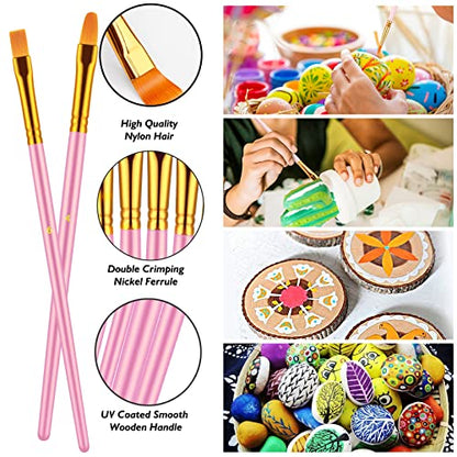 Paint Brushes Set, 20 Pcs Paint Brushes for Acrylic Painting, Oil Watercolor Acrylic Paint Brush, Artist Paintbrushes for Body Face Rock Canvas, Adult Drawing Arts Crafts Supplies, Blush - color: Blush