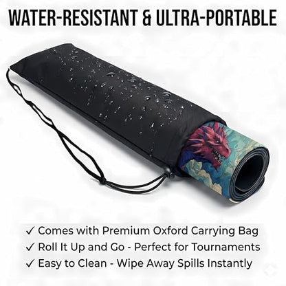 Ultimate TCG Battle Set: 24"x14" Stitched Fantasy Playmat, 16 Dice & Carry Bag – Non-Slip 2mm Rubber Card Game Mat for Trading Card Games (Rage Skies, Classic Series) - color: Rage Skies, size: CLASSIC SERIES