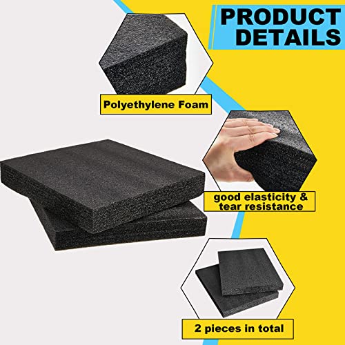 Treela 4 Pcs Customizable Polyethylene Foam Sheets 16x12x2" Black Thick Cuttable Foam Padding Inserts for Cases, Polyethylene Block Sheet for Packing Toolbox Storage and Craft Pad - size: 16x12x2''