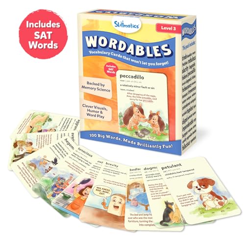Skillmatics Vocabulary Flash Cards for SAT Prep – Learn 100 Words with Wordplay, Visuals & Soundplay, Study Aid & Educational Gift for Ages 12, 13, 14 & Up, Screen-Free Language Game - style: SAT