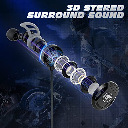 BlueFire 3.5 MM Gaming Headphone Wired Gaming Earphone Noise Cancelling Stereo Bass E-Sport Earphone with Adjustable Mic for PS4, Xbox One, Laptop, Cellphone, PC (Black)