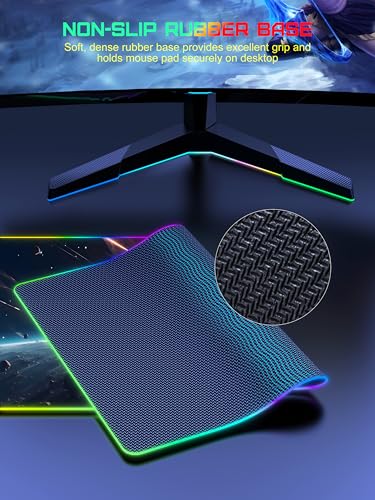 TopMade Wireless Charging Mouse Pad, RGB Gaming Mousepad Home Office Desk Pad, 31.5” x 15.8” Large Desk Mat, Waterproof Keyboard Pad, Cosmic Planet (Includes 20W PD Power Adapter & 6.56ft Woven Cable) - color: Upgraded Rgb - Cosmic Planet With Adapter