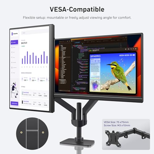 MNN 18.5" 100Hz FHD IPS USB-C HDMI Portable Gaming Monitor | 18.5" FHD IPS 100Hz, built-in stand & dual speakers, USB-C/HDMI, for PC/Phone/PS5/Xbox/Switch, travel gaming. - size: 18.5'' Monitor