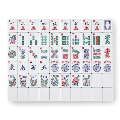 Suncle American Mahjong Tiles,166 Tiles White Pink Acrylic Carving Tiles,Mahjong Game Set with Portable Travel Case,Excluding Mahjong Racks