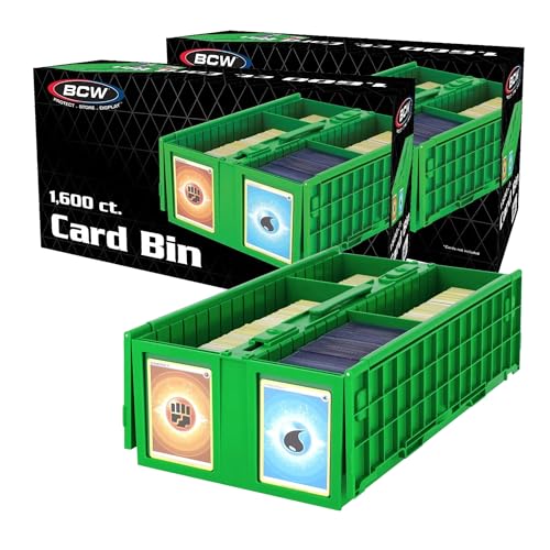 BCW Collectible Card Bin Green | Holds up to 1600 Cards | Plastic Storage Box for Pokémon, MTG & Sports Cards - 2 Pack - size: 2 Pack