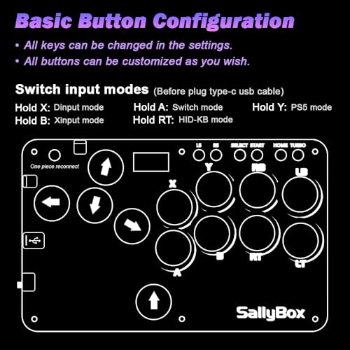 BITFUNX Duelpad Leverless Controller Arcade Stick, Zen16 Arcade Controller for PC/PS3/PS4/PS5/Switch/Steam, All-Button Arcade Fight Stick with SOCD/TURBO/Custom RGB/Hot-Swap/Low-Profile Switch (Mini) - size: Mini
