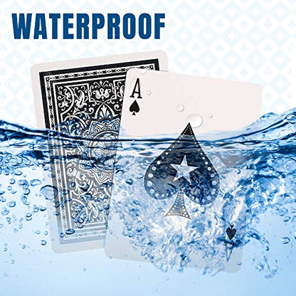 LotFancy Waterproof Playing Cards, 100% Plastic, 2 Decks of Cards with Cases, for Pool Beach Water Card Games, Magic Trick Props, Poker Size Standard Index, Black & Red - style: Red Black Back Standard Index