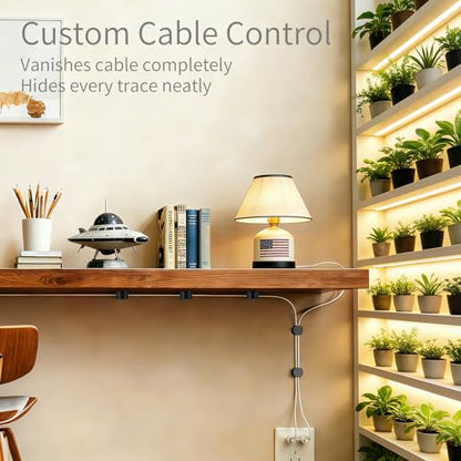 12 Pack Cable Clips (10 Pcs Square Cord Holder 2 Pcs Circular And Rotatable Cord Clips) Suitable For Office Desks Home Desks, Telephones, Vehicles, Walls, Tabletops And Bedside Tables，Black And White