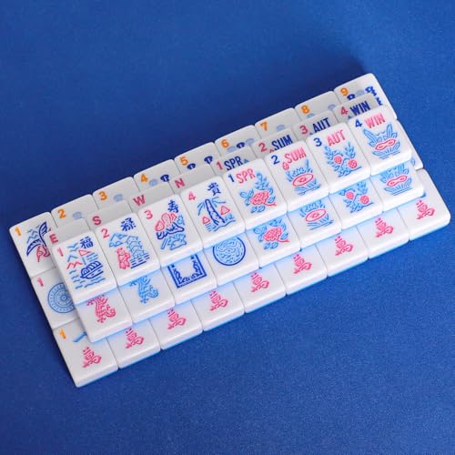 American Mahjong Tiles (1.2”,Tiles Only), 166 Pcs American Mahjong Tile Set with Blue Color - color: Blue