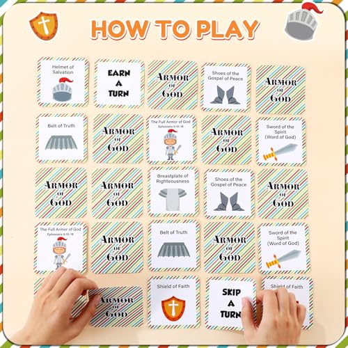 AmazingSpark 72 Pcs Armor of God Bible Memory Matching Card Games for Kids | Vbs Bible Games for Kids, Christian Games, Sunday School Educational Supplies, 2026 Vacation Bible School Activity Cards